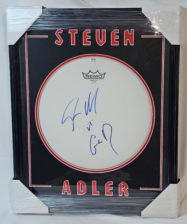 Steven Adler signed drum head Guns and Roses GNR drummer Autographed  PSA Framed