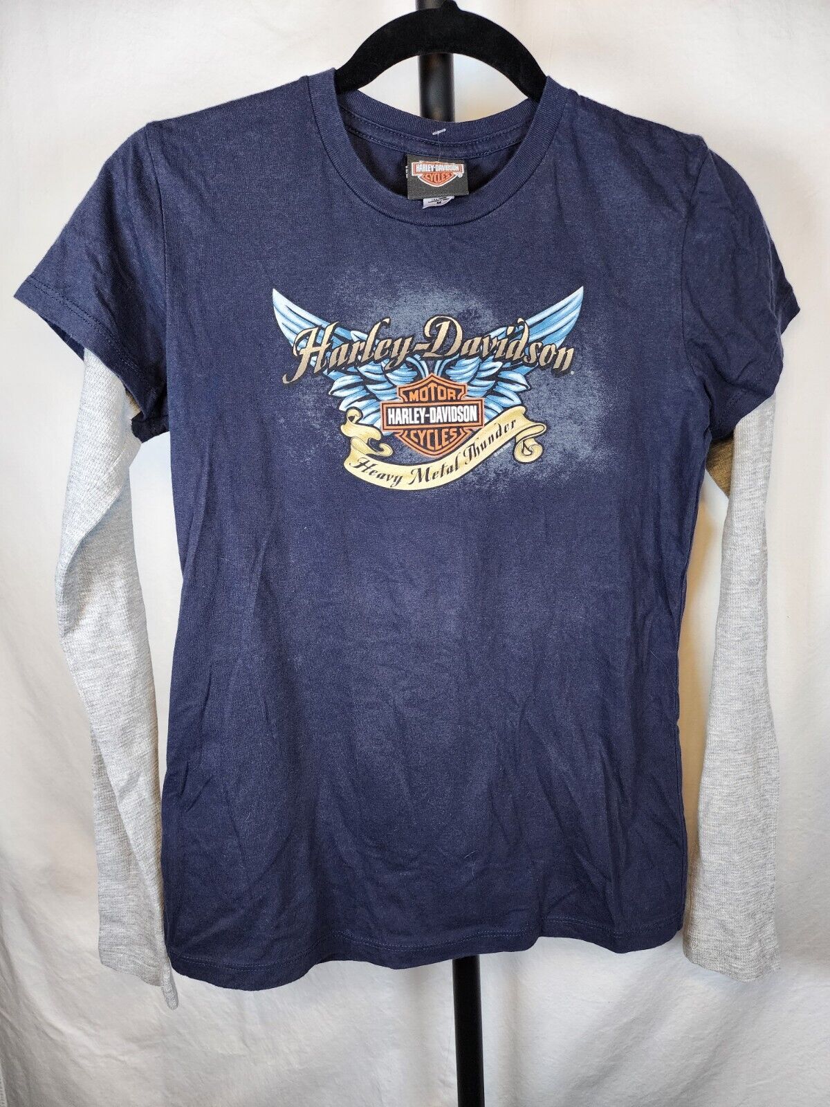 New w/Out Tags -Womens M- Harley Davidson Faux Layered Henley Long Sleve T-Shirt