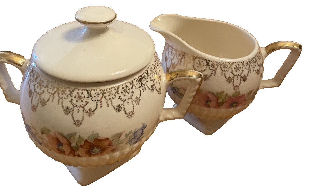 Antique Royal Fine China USA Sugar Bowl Creamer International Brotherhood Potter