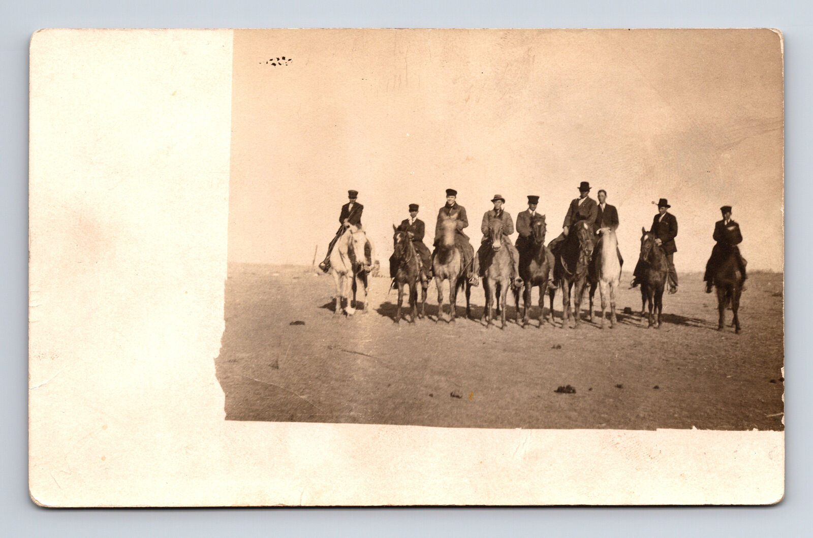 RPPC Group of Late Frontiersman on Horseback Black Americana Real Photo Postcard