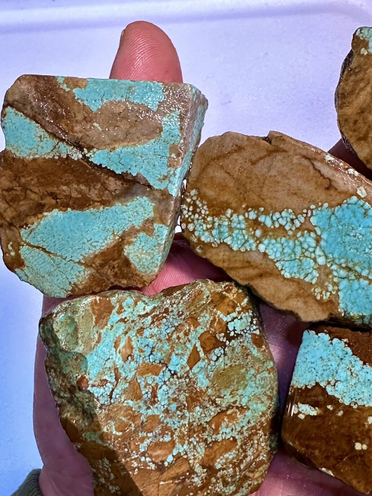 NV#8. Double Stabilized. Fat Turquoise Slabs Quality AAA, & no crumble 1 LBS.