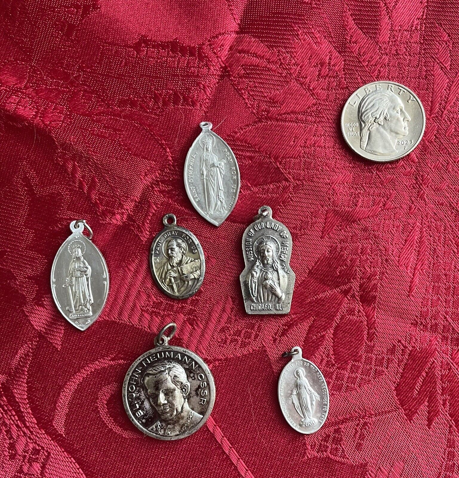 Vintage Lot 6 Of Catholic Saint Medals Charms