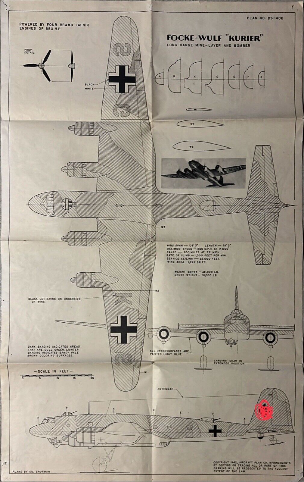 WWII Original 1942 Rocket-Wulf Poster 
