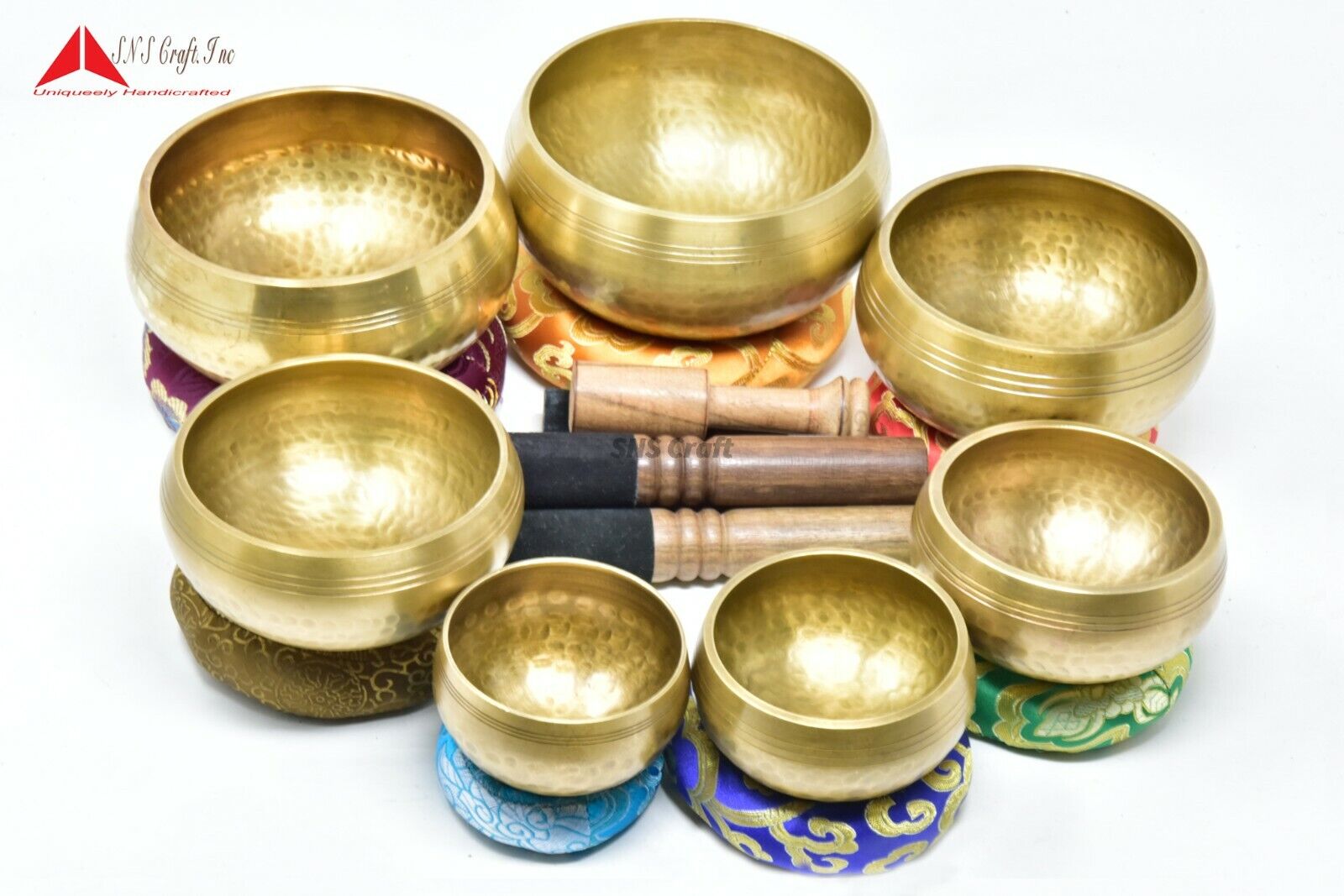 Set of 7pcs Tibetan Chakra, BeatenSinging Bowl-Hand Beaten Healing-Made in Nepal