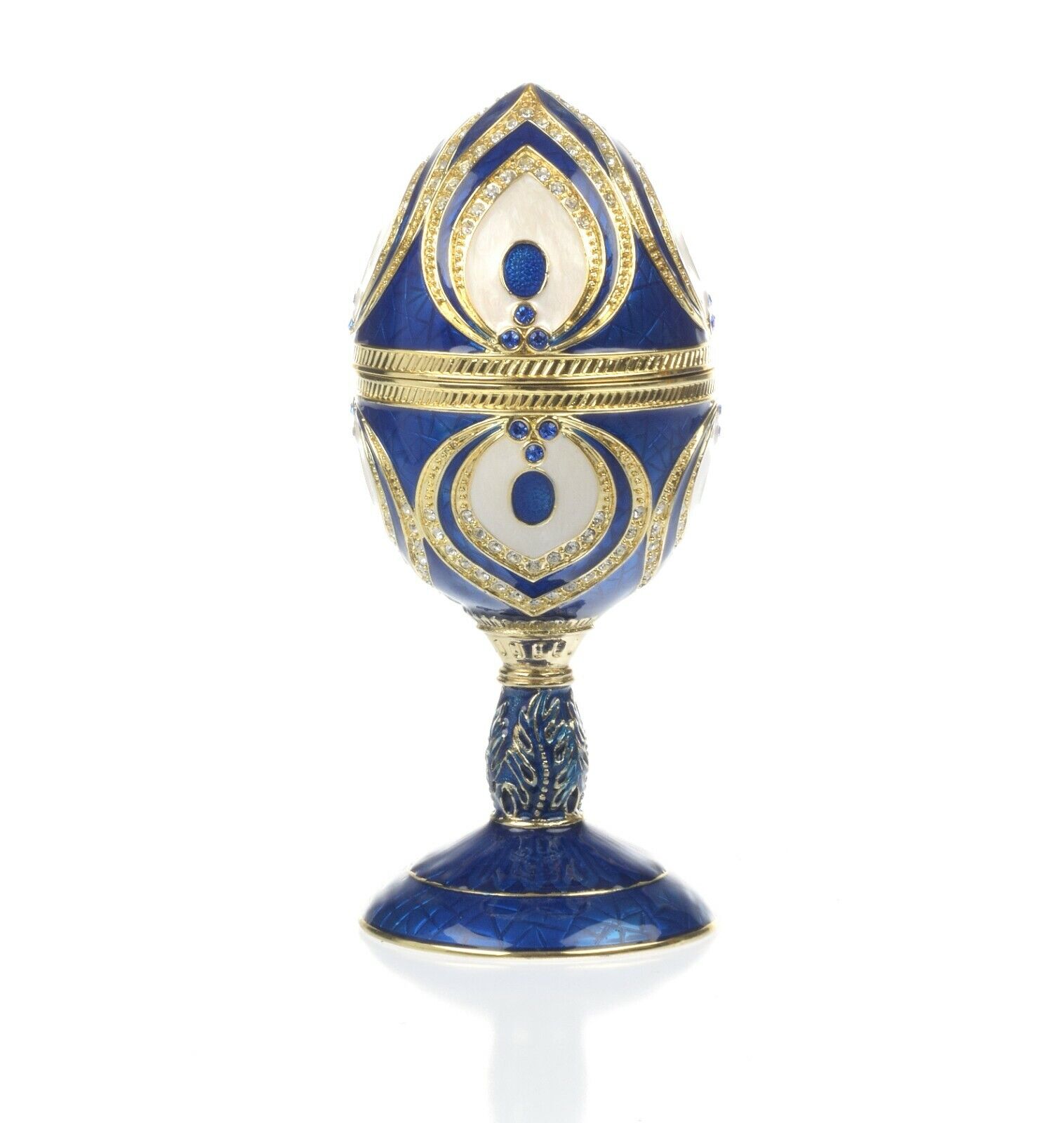 Blue Faberge Egg Trinket Box & music Handmade by Keren Kopal Crystals