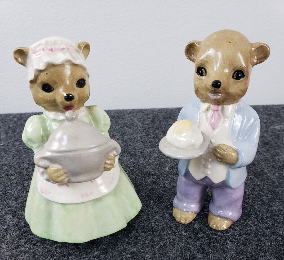 Vintage Fine A Quality The Three Bears Ceramic Figurines 1950s Japan 4in