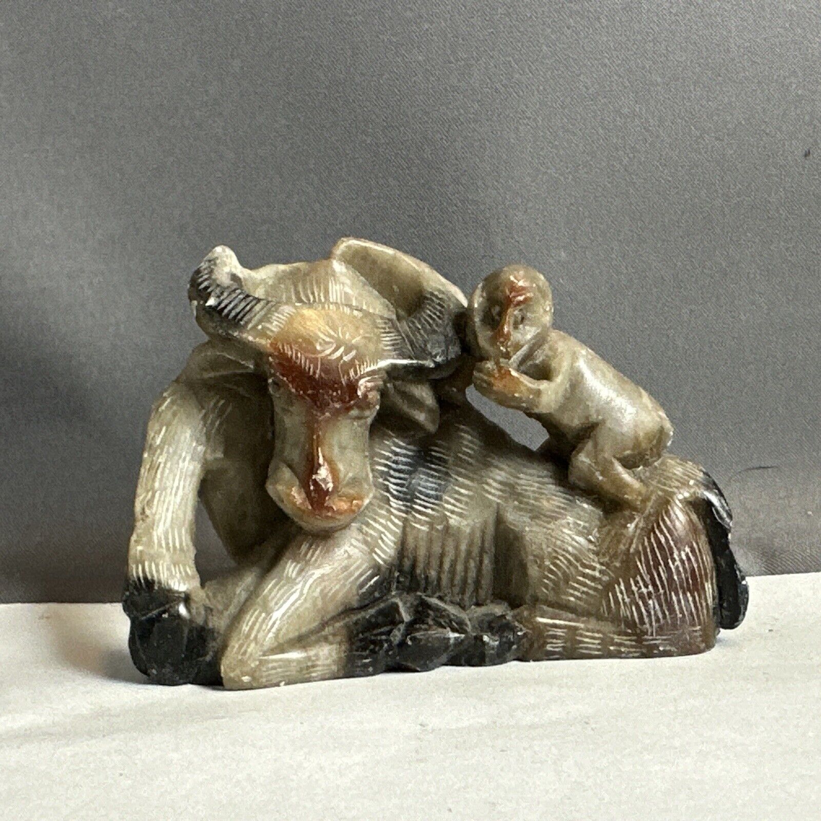 Chinese Carved Buffalo Soapstone Figure