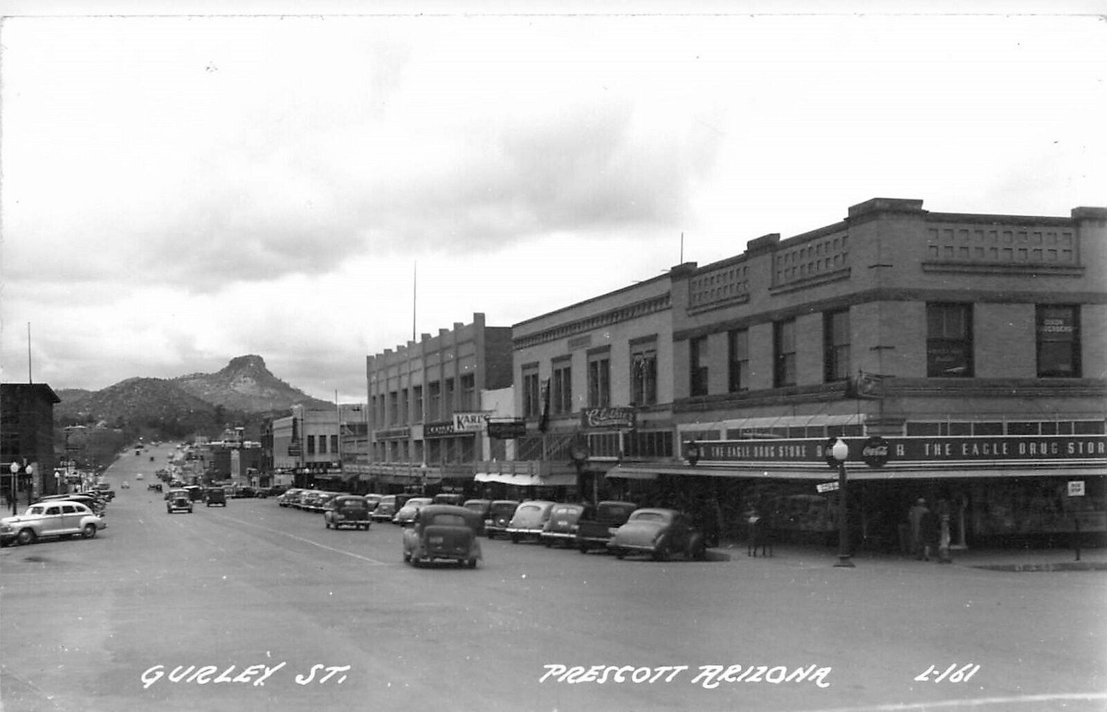Postcard RPPC 1940s Arizona Prescott Eagle Drug Store autos Cook 24-5138