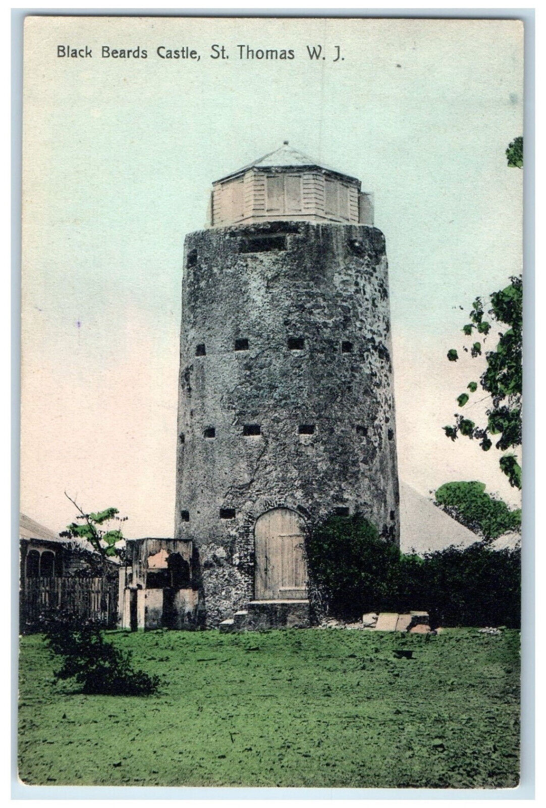 c1910 Black Beards Castle St. Thomas W.J. Unposted Antique Postcard