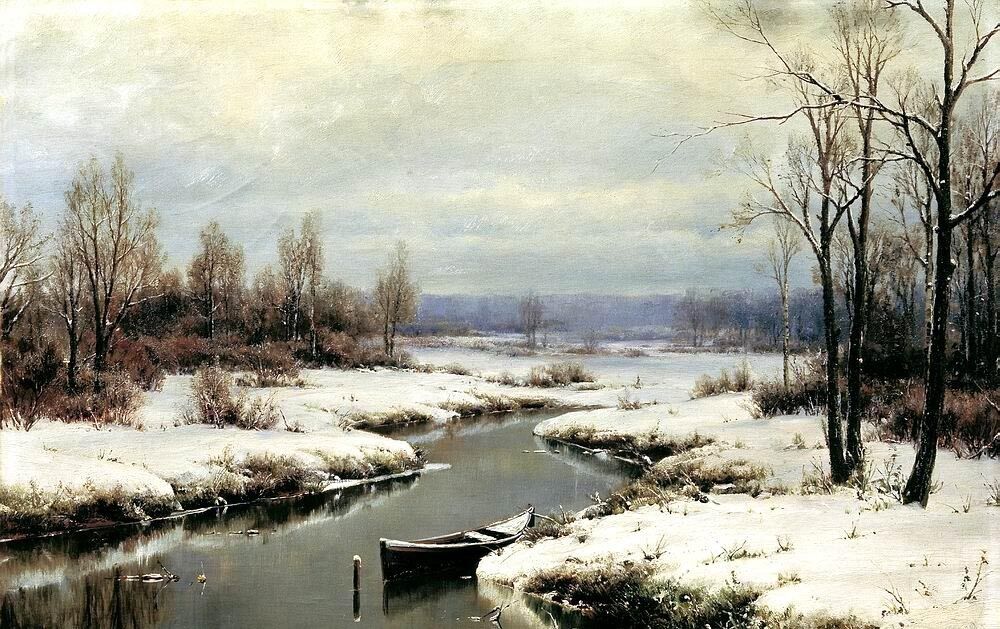 Dream-art Oil painting Welz Ivan - Beginning of winter landscape Hand painted