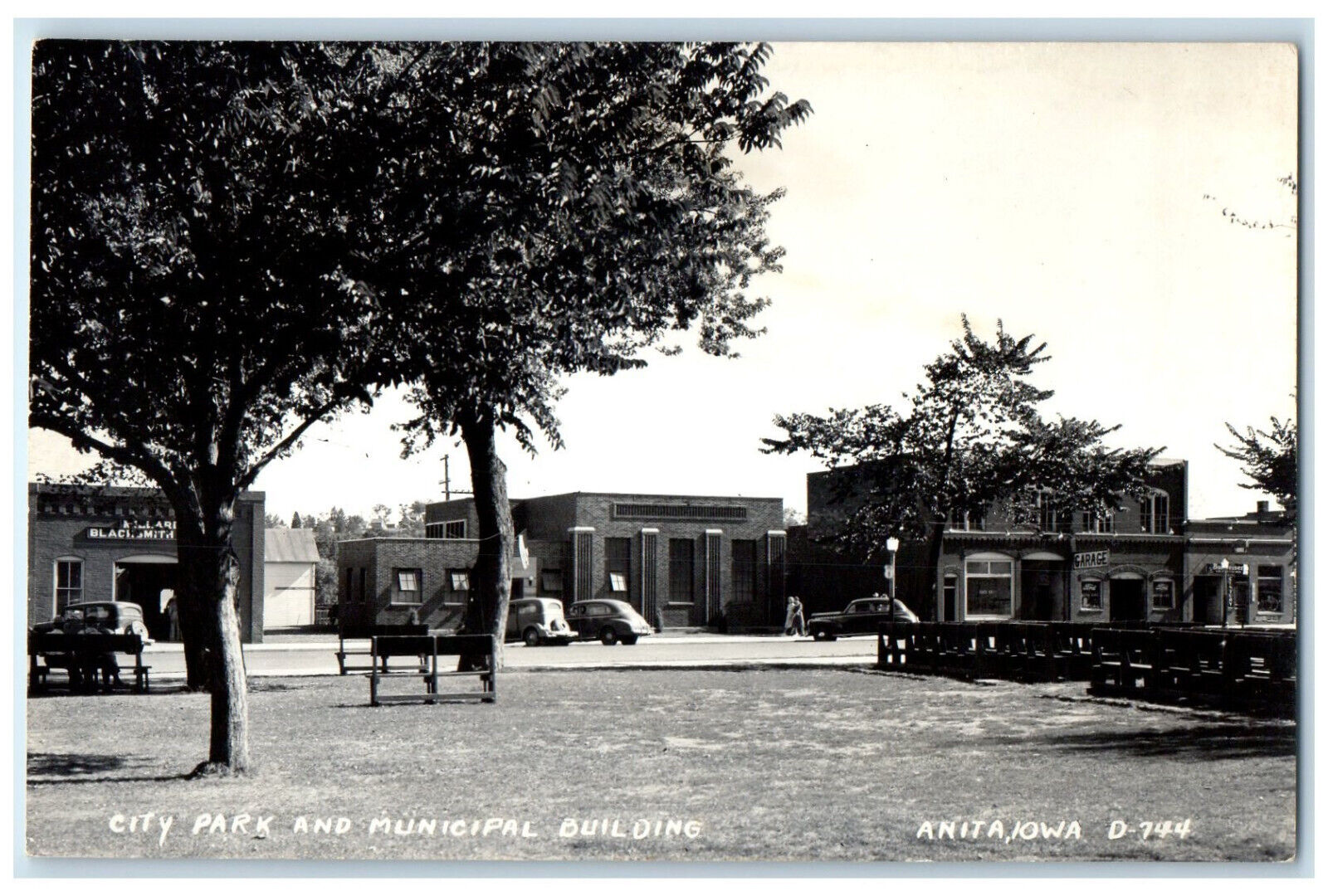 Anita Iowa RPPC Photo Postcard City Park Municipal Building c1940's Vintage