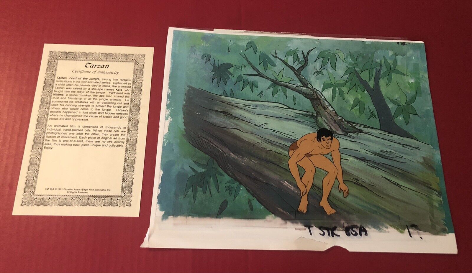 Tarzan Animation Art Cel w/ COA 85A 19