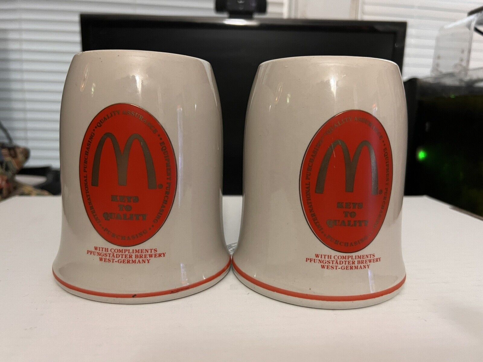 Lot Of 2 Rare Vintage McDonald\'s West Germany pottery beer mug, stein Rastal