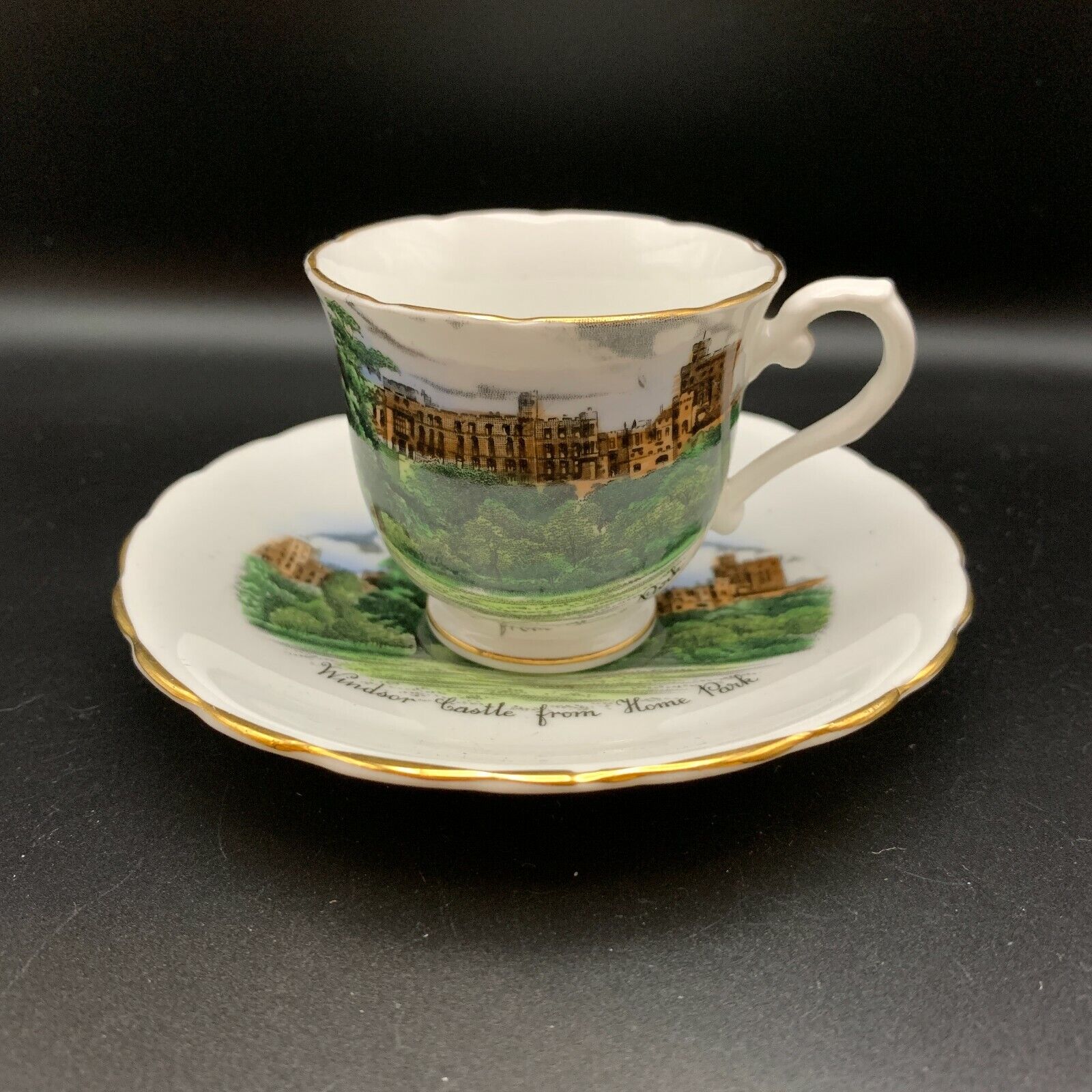 Vintage Stanley Fine bone China small cup saucer Windsor Castle from Home Park