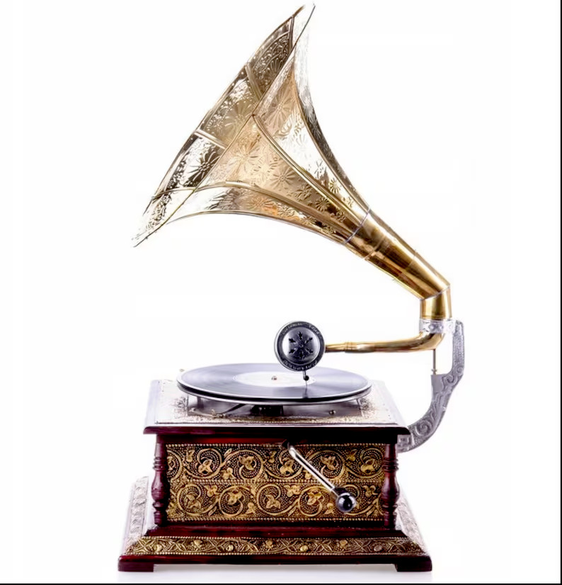 HMV Gramophone Fully Functional Working Win-Up Record Player Antique Design Gift