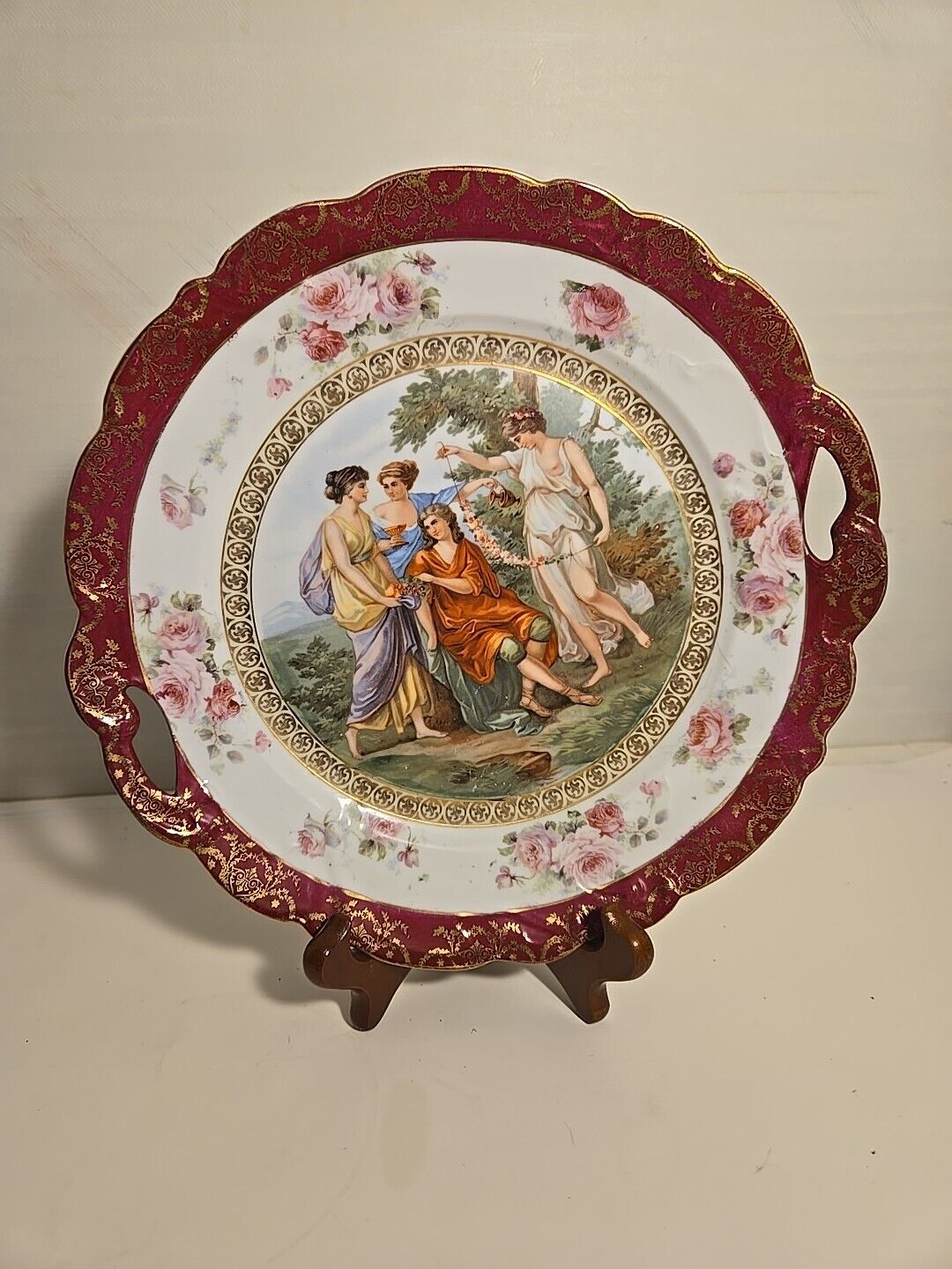 1900s Prov Saxe E S Germany Plate Hand Painted Decorative Plate Dionysus 