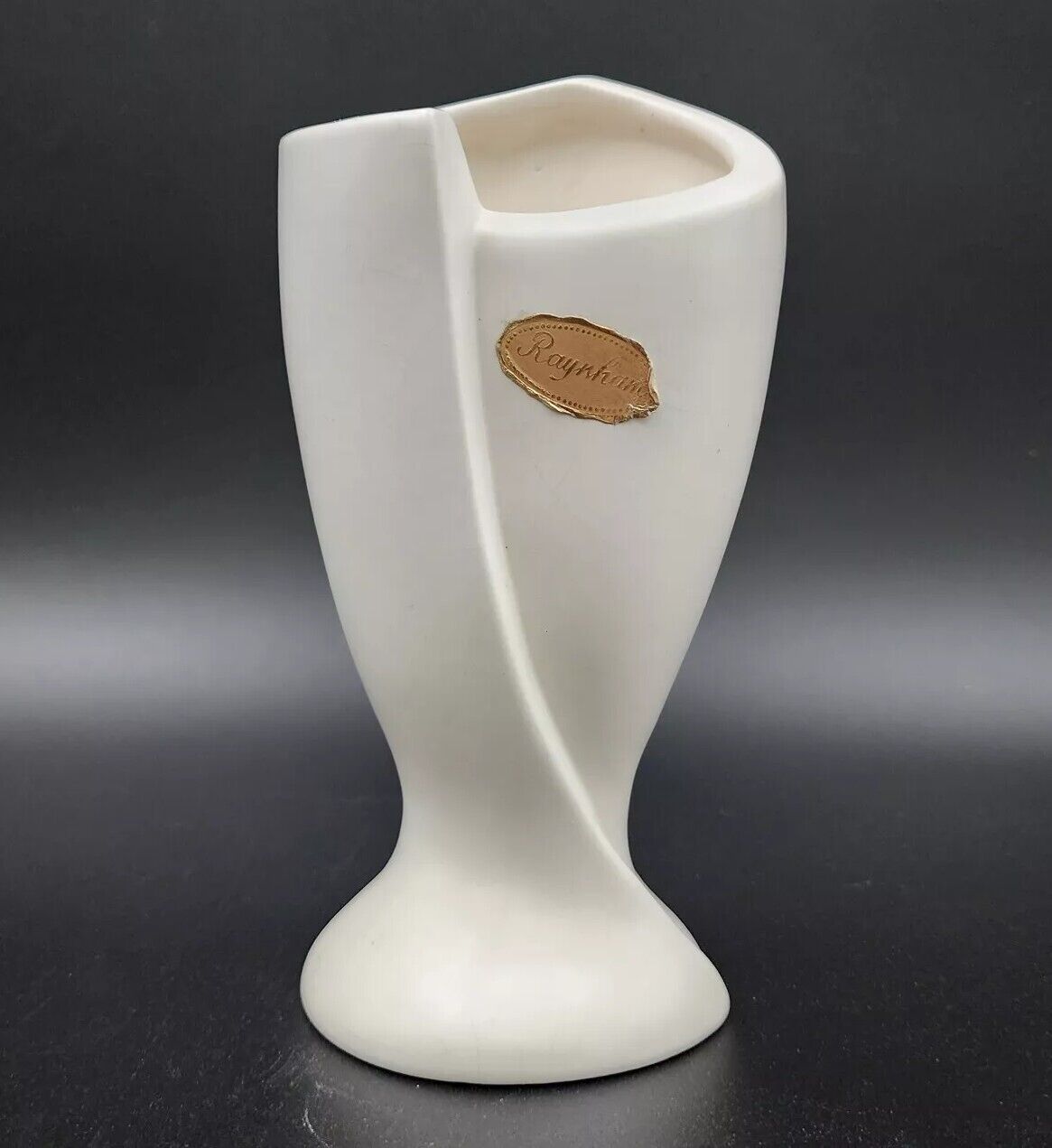 Vintage Mid-Century Modern Raynham Pottery Ceramic Vase White 9\