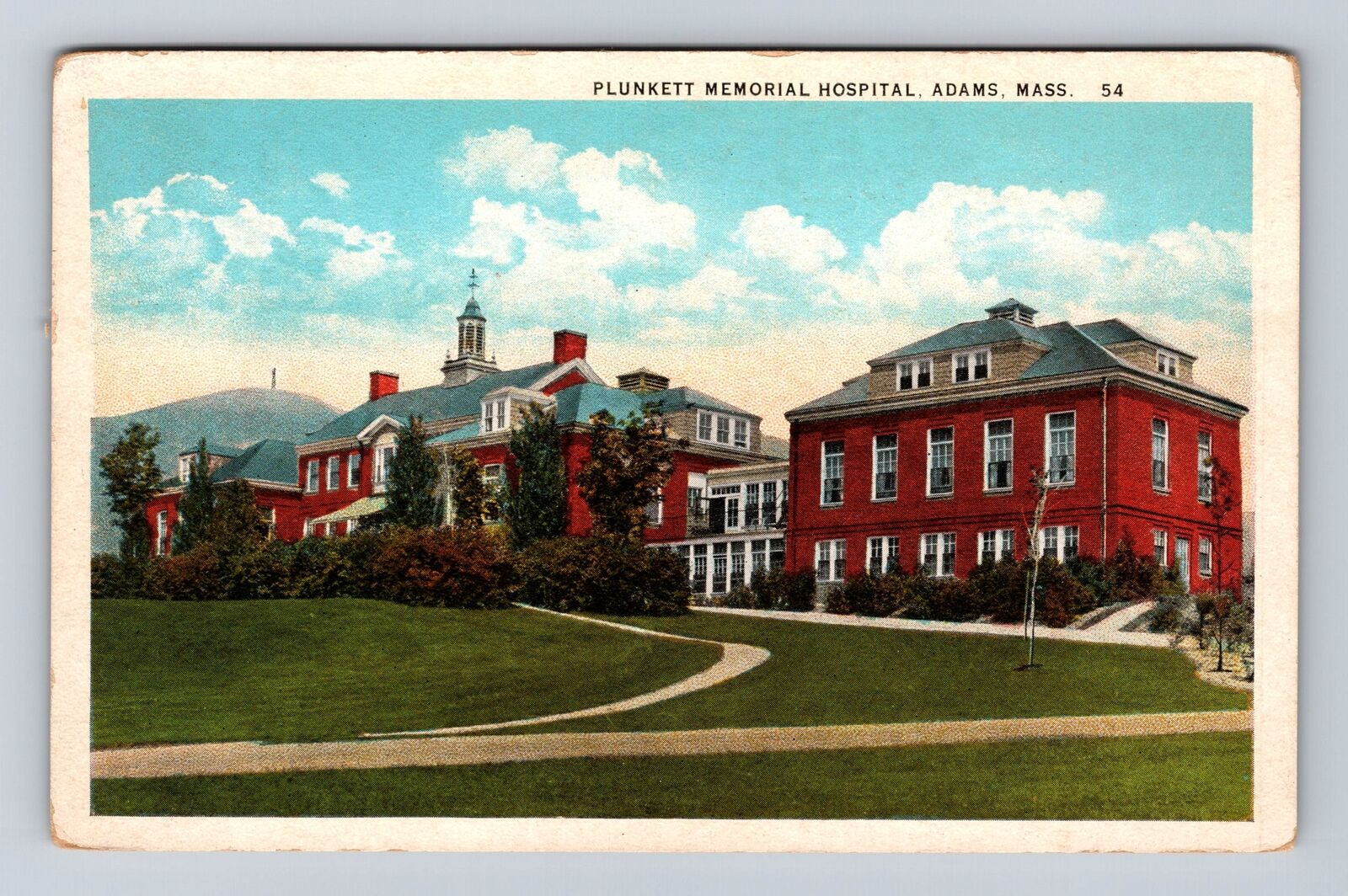 Adams MA- Massachusetts, Plunkett Memorial Hospital, Antique, Vintage Postcard