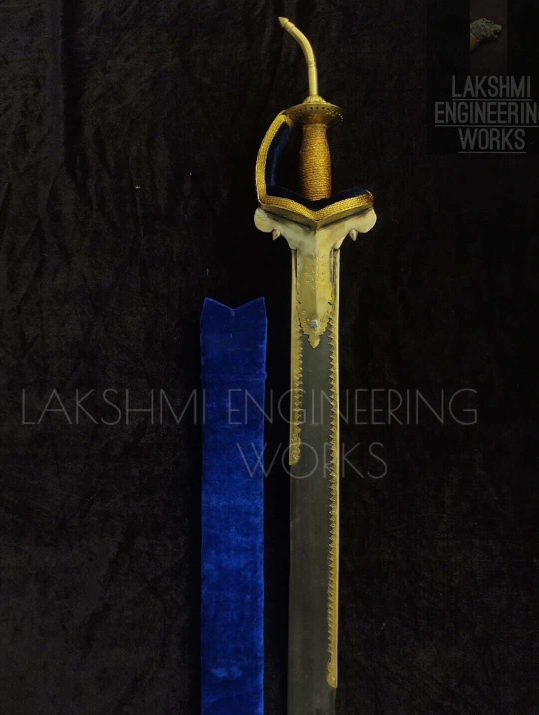 Exquisite Punjabi Brass Finish Khanda Sword - Antique, Royal, and Historical