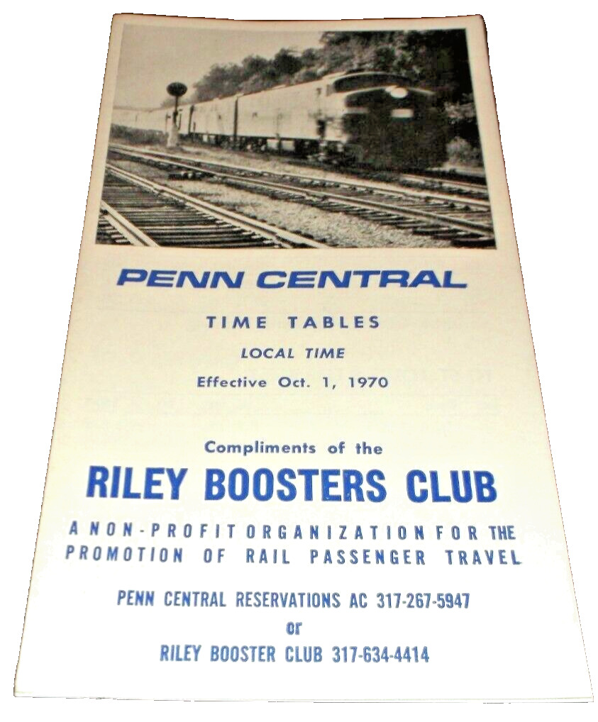 OCTOBER 1970 PENN CENTRAL JAMES WHITCOMB RILEY PUBLIC TIMETABLE PRIVATE ISSUE