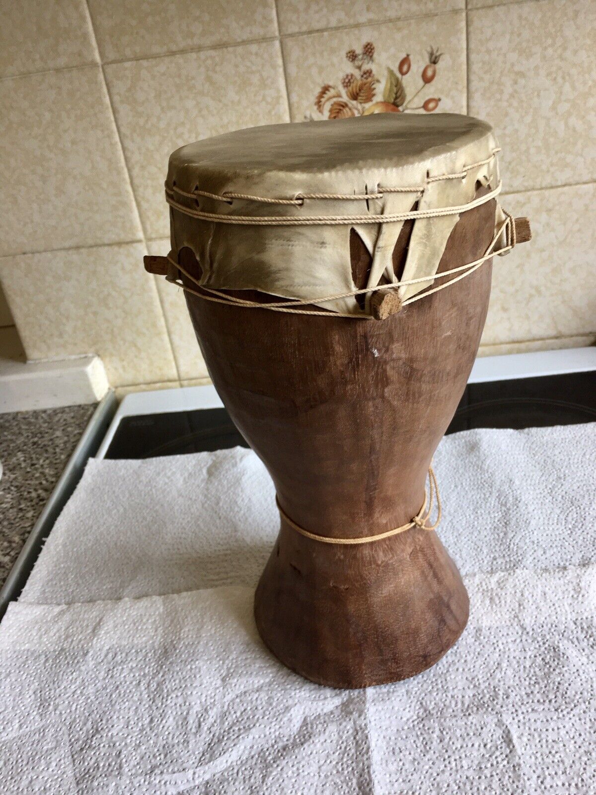 Original Vintage African Djembe Drum 28cm Tall.