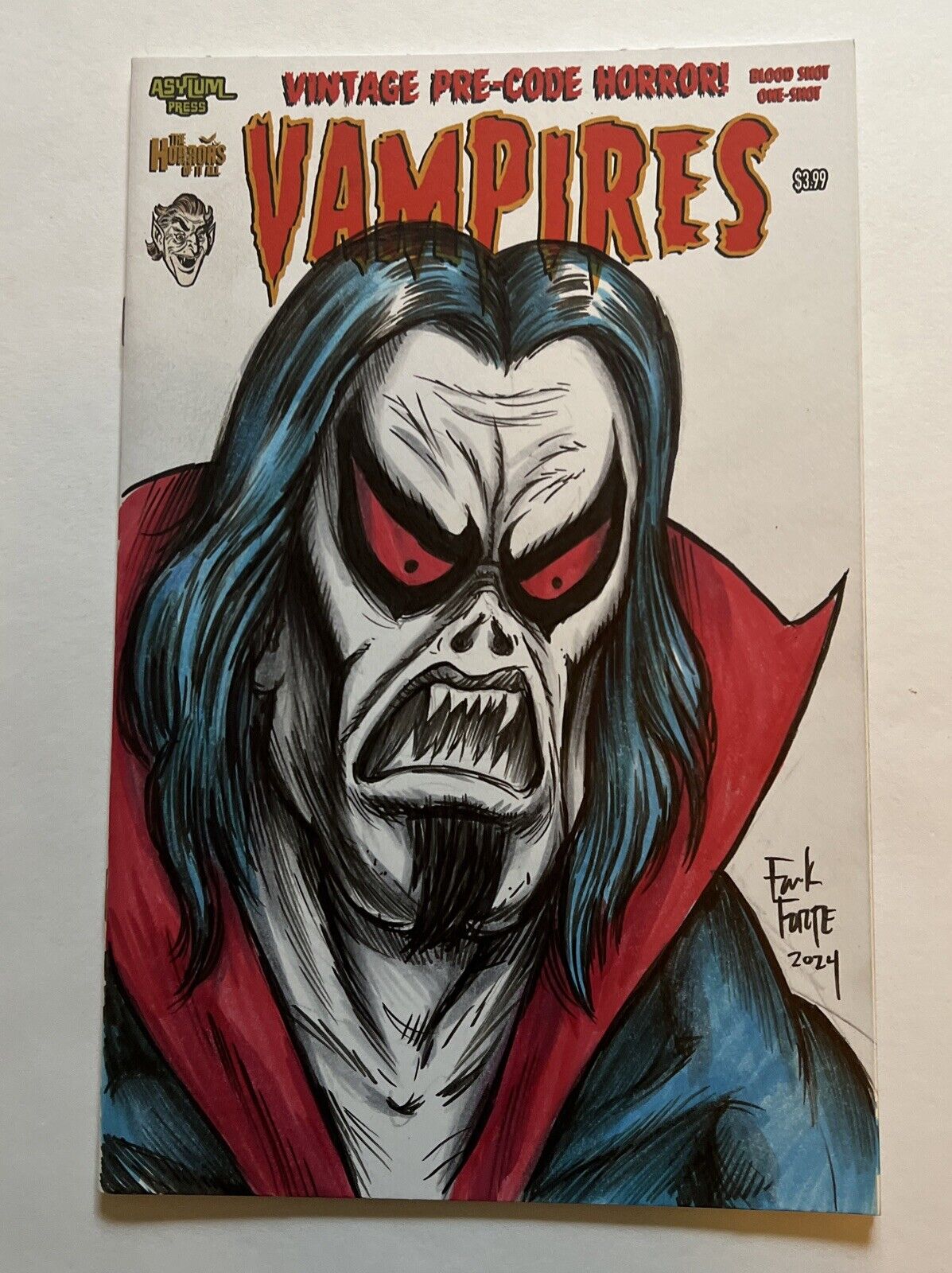 Vampires: Blood Shot #1C W/ Original Drawing Of Morbius  The Living Vampire