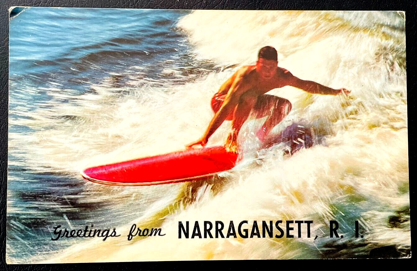 Narragansett Rhode Island Vintage Unused Postcard 1960's Surfing Photo Card RPPC