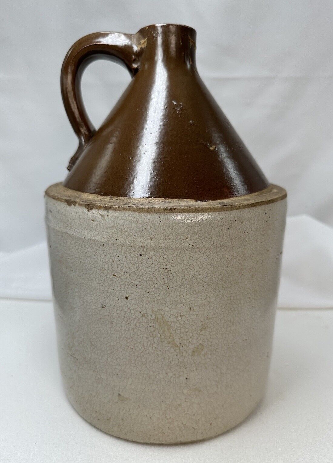 Vintage Whisky / Moonshine Jug - 1 Gallon 2-Tone Brown Crock Stoneware