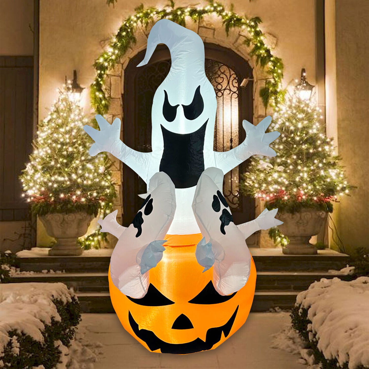 5.9FT Halloween Inflatable Pumpkin Yard Decoration LED Light Up for Holiday