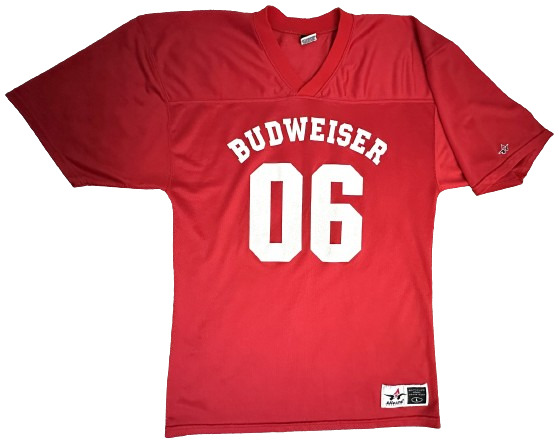 Vintage Alleson Budweiser Beer Men Large Two-Sided Red Football Jersey Shirt