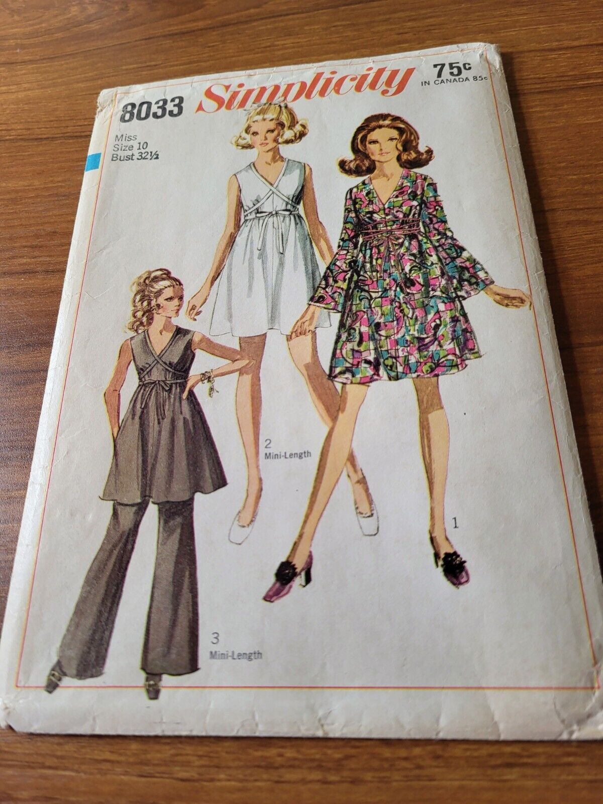 Vtg 60s  Simplicity 8033 Sewing  Pattern Dress/tunic/bell-bottoms SZ 12 Complete