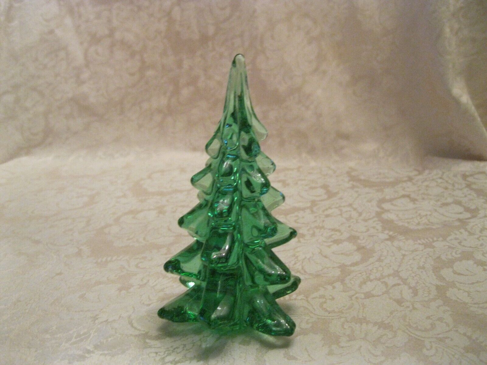 VINTAGE GREEN GLASS CHRISTMAS TREE - 6 1/2\