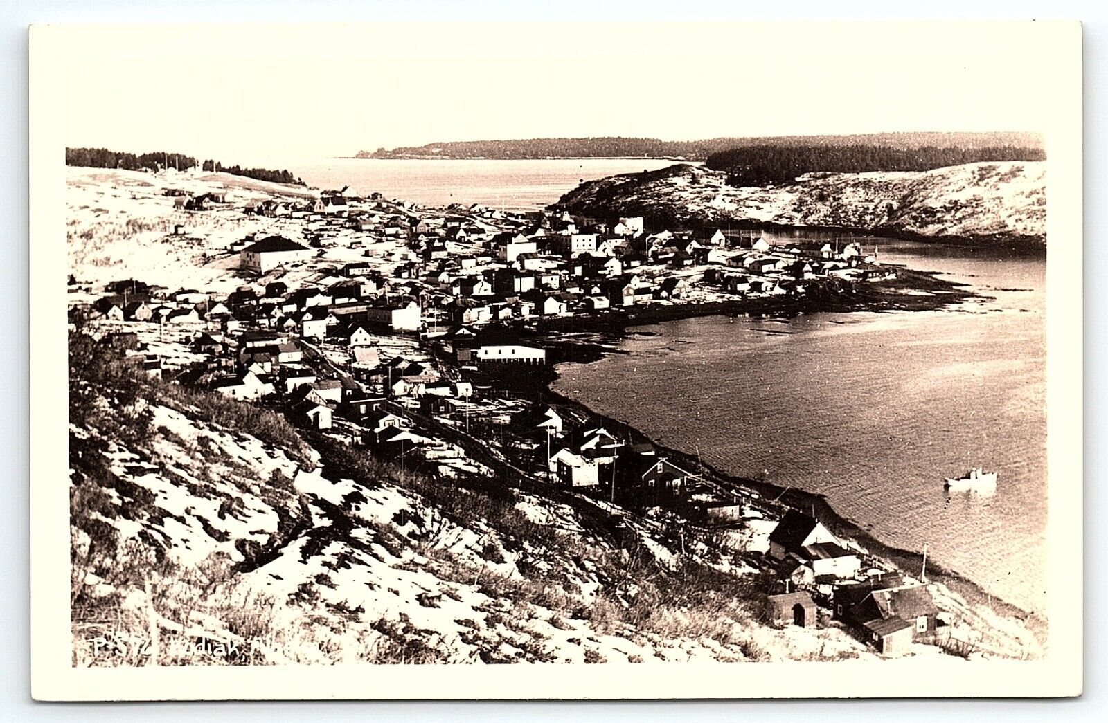 1930s KODIAK ALASKA AERIAL VIEW UNPOSTED PHOTO RPPC POSTCARD P3895