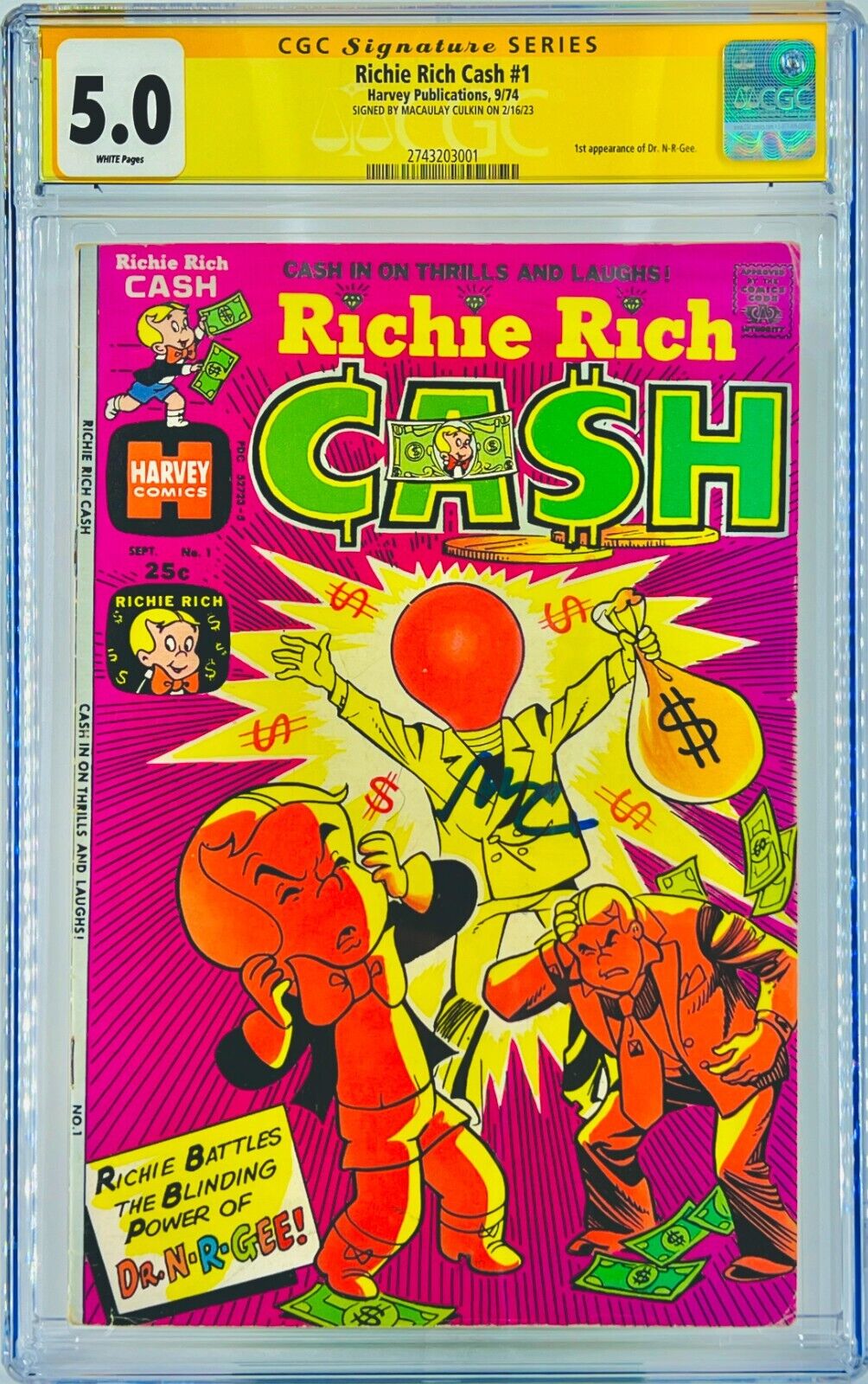 Macaulay Culkin Signed CGC Signature Series Richie Rich Cash #1 Graded 5.0