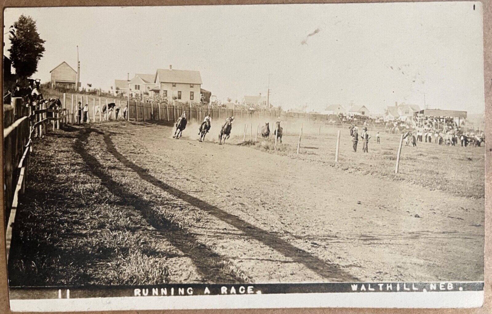 RPPC Walthill Nebraska Horse Racing Thurston County Real Photo Postcard c1910