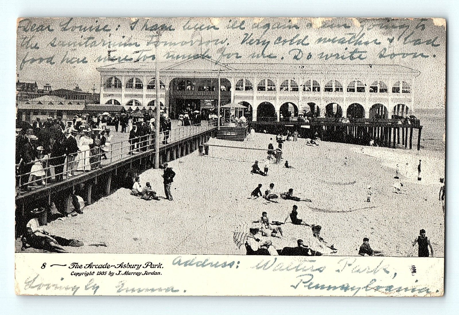 The Arcade-Asbury Park c1905 Boardwalk New Jersey Antique Postcard D4