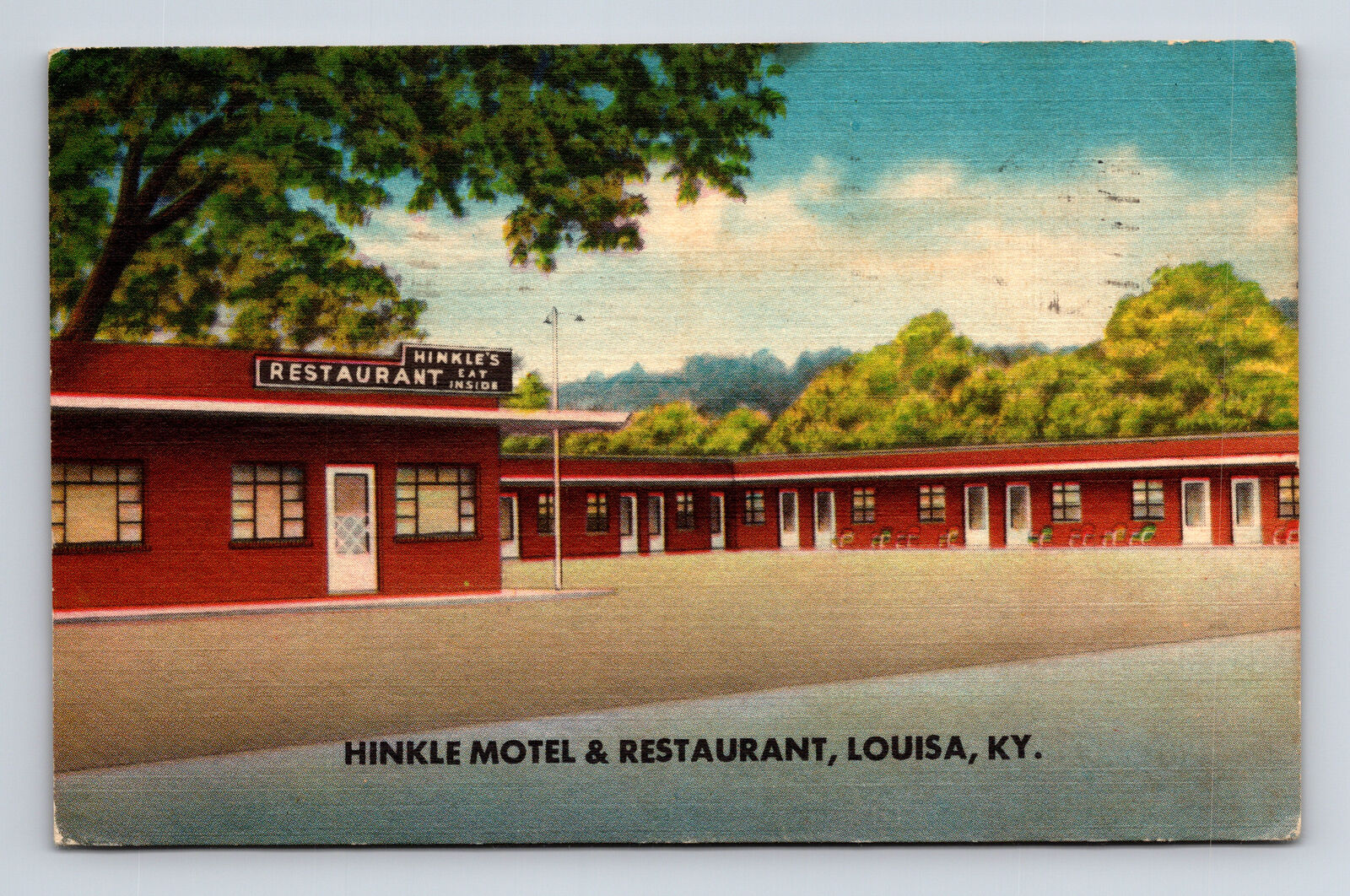 c1957 Hinkle Motel & Restaurant Louisa Kentucky KY Roadside America Postcard