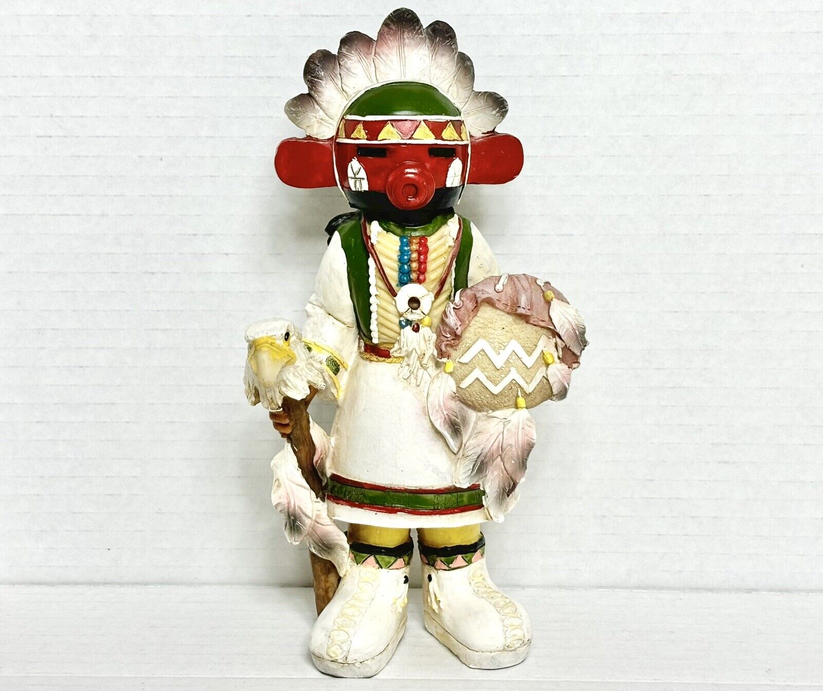 Kachina Doll Hopi 8” Statue Native American Eagle Staff Eagle Feathers_Strength