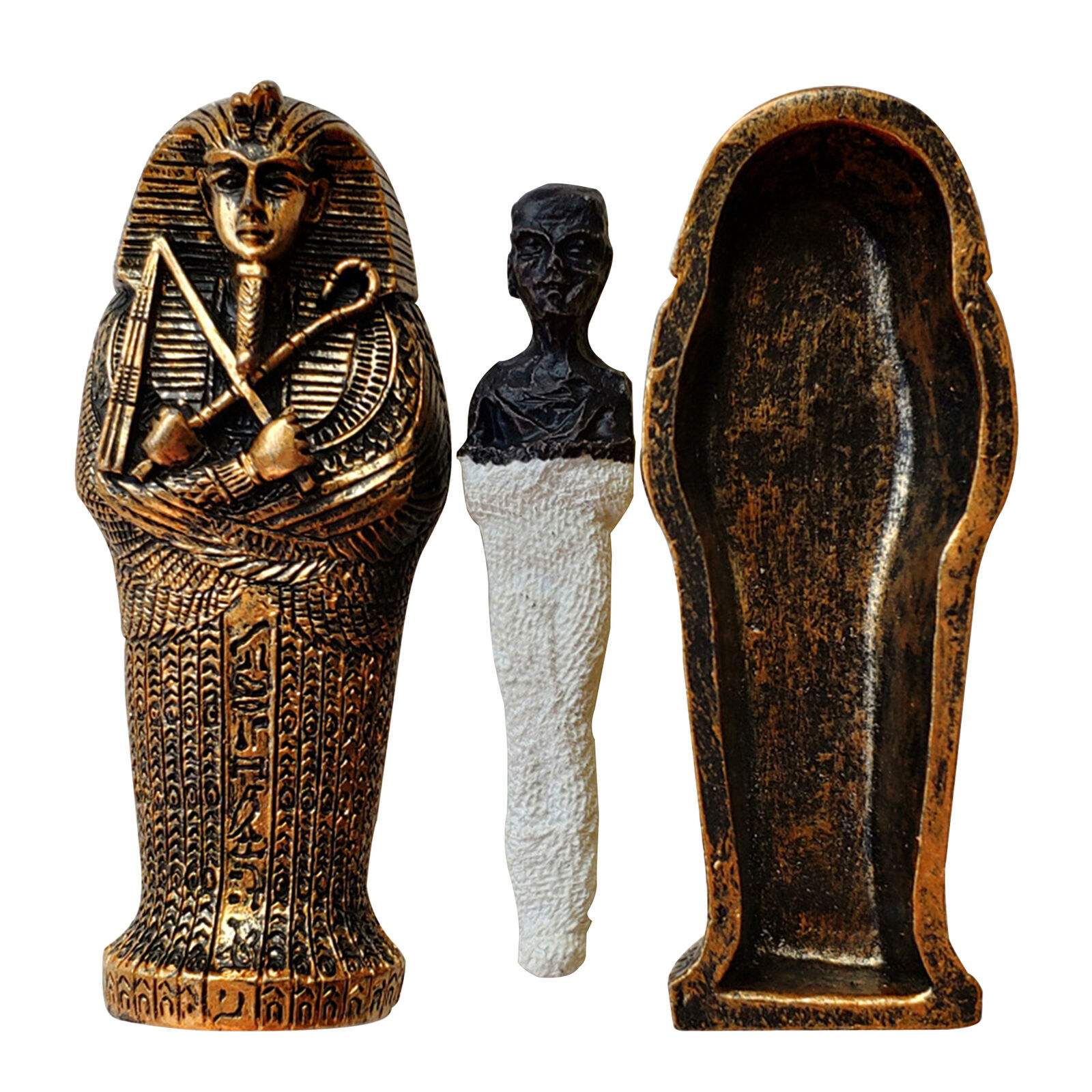 Miniature Resin Ancient Egyptian Coffin Figurine Sculpture Egypt Mummy Statue 