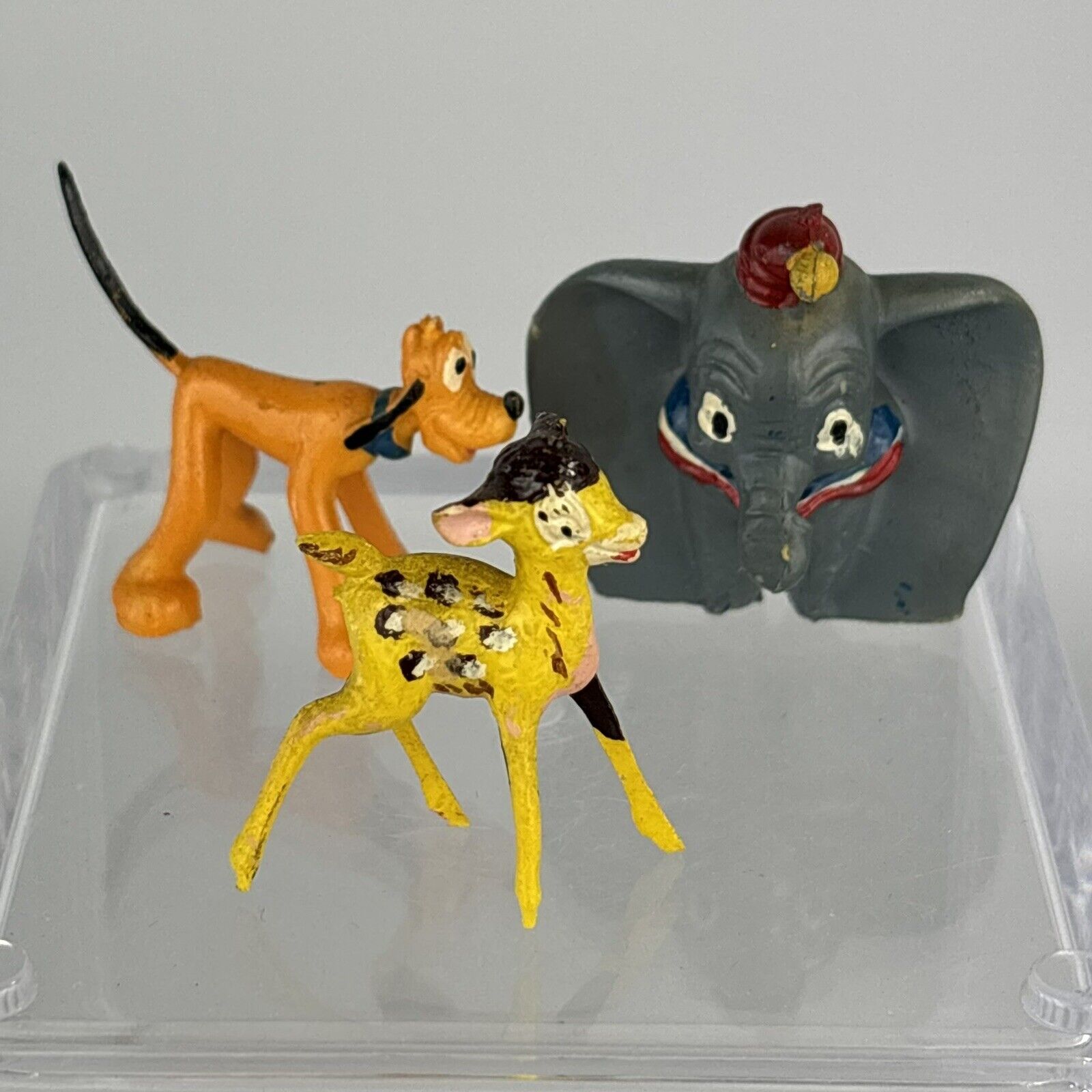 Vintage Marx Disneykins Dumbo Pluto Bambi Plastic Figurines - Lot Of 3