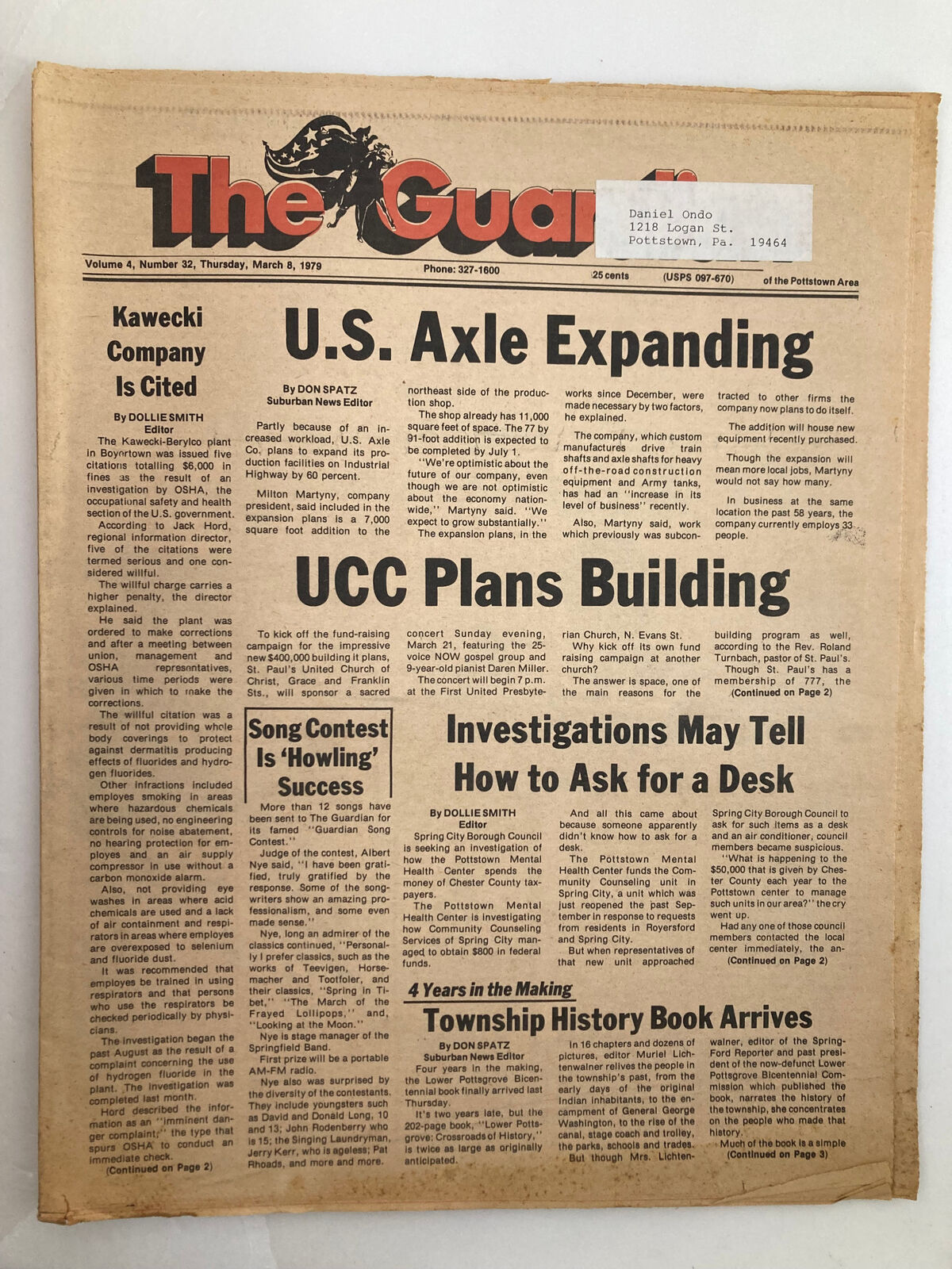 The Guardian Newspaper March 8 1979 US Axle Expanding & UCC Plans Building