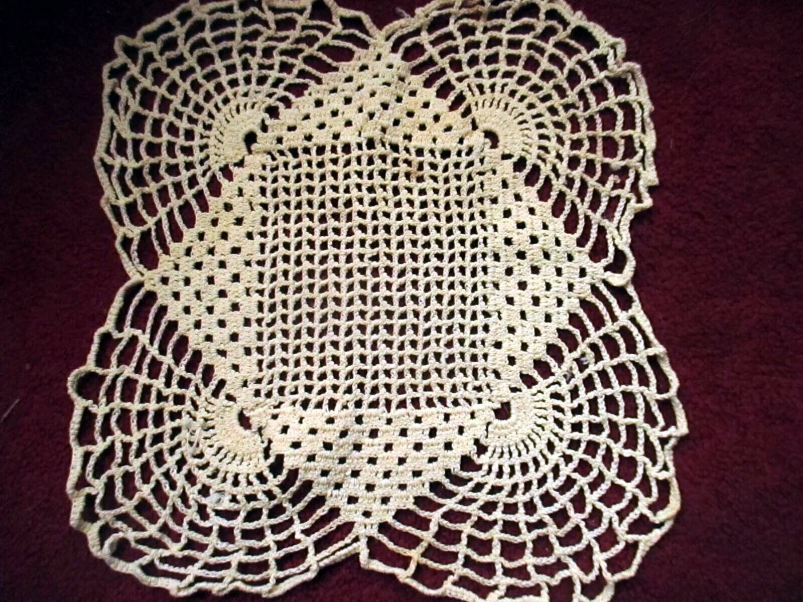 Antique Vintage Linen Crochet Lace White Cream Doily 10\