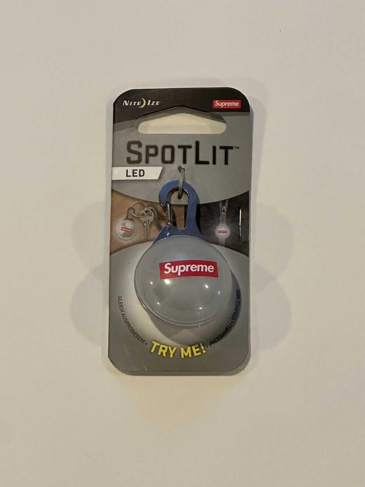 Supreme x NiteIze SpotLit Box Logo LED Light Carabiner Keychain - (SS19) - NEW