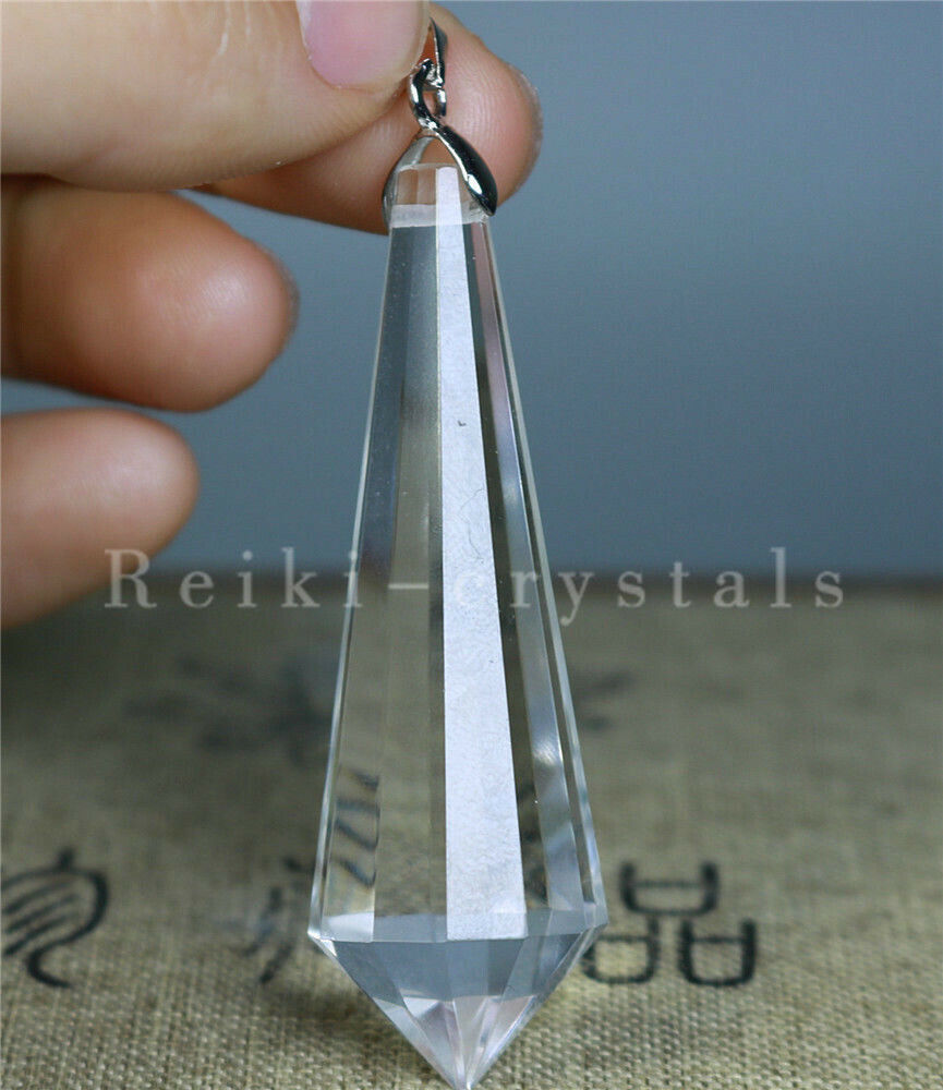5pcs 12 sides Natural Clear Quartz Crystal Point Pendulum  Pendant Reiki Gem
