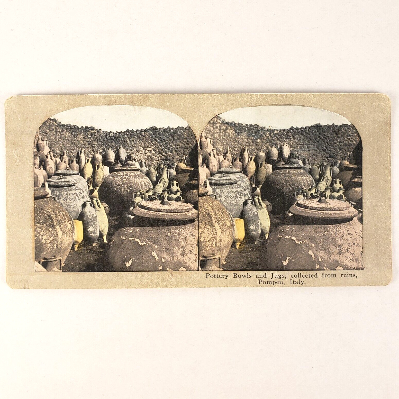 Pompeii Pottery Bowls Jugs Stereoview c1905 Disaster Ruins Italy Collection J51