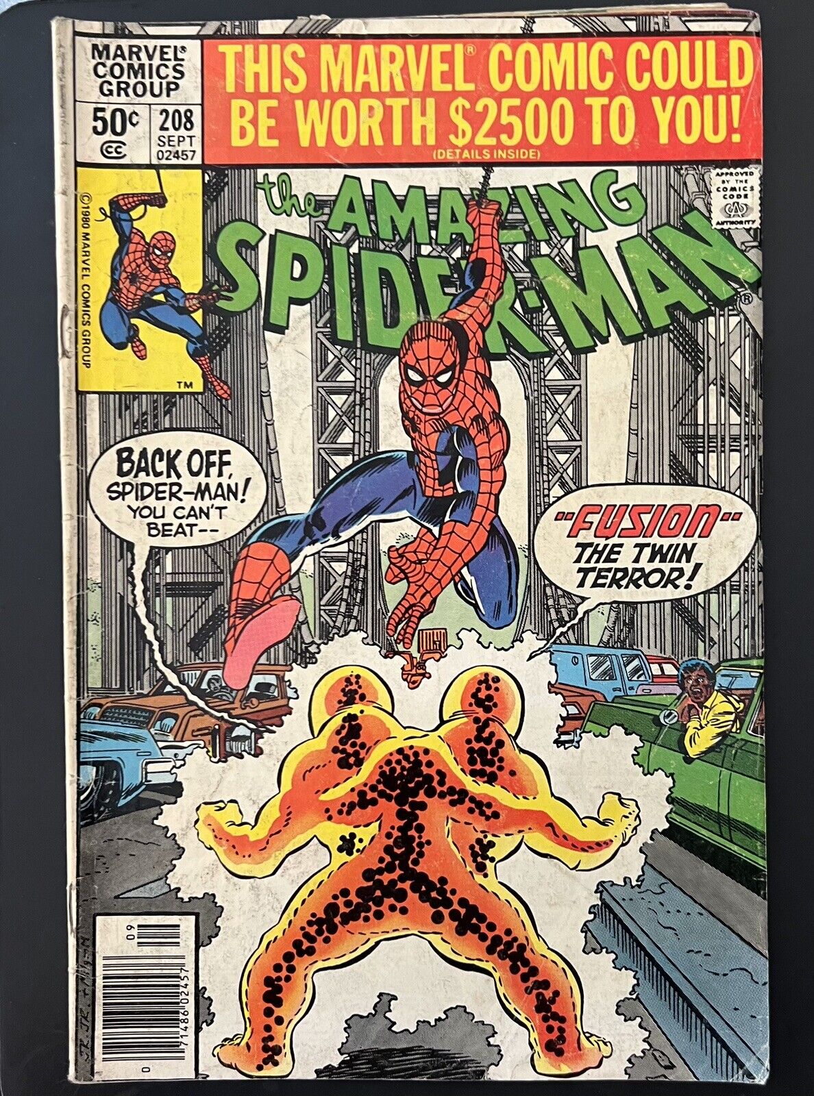 THE AMAZING SPIDER-MAN #208 COMIC BOOK (MARVEL,1980) 1ST FUSION