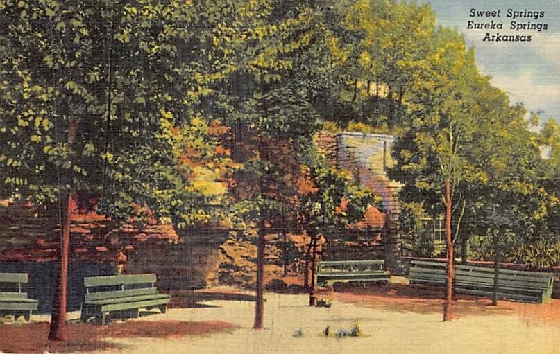 Postcard AR: Sweet Springs, Eureka Springs, Arkansas, Vintage Linen, Unposted