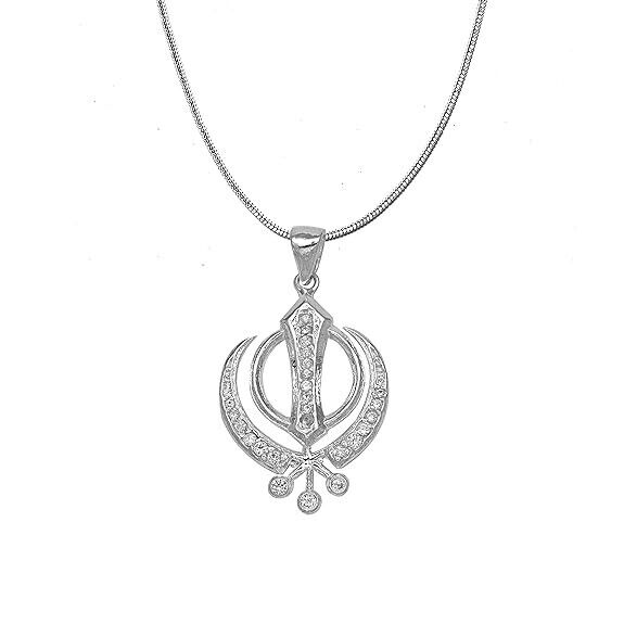 925 Sterling Silver Guru Nanak Sikh Khanda Symbol Pendant(without chain)