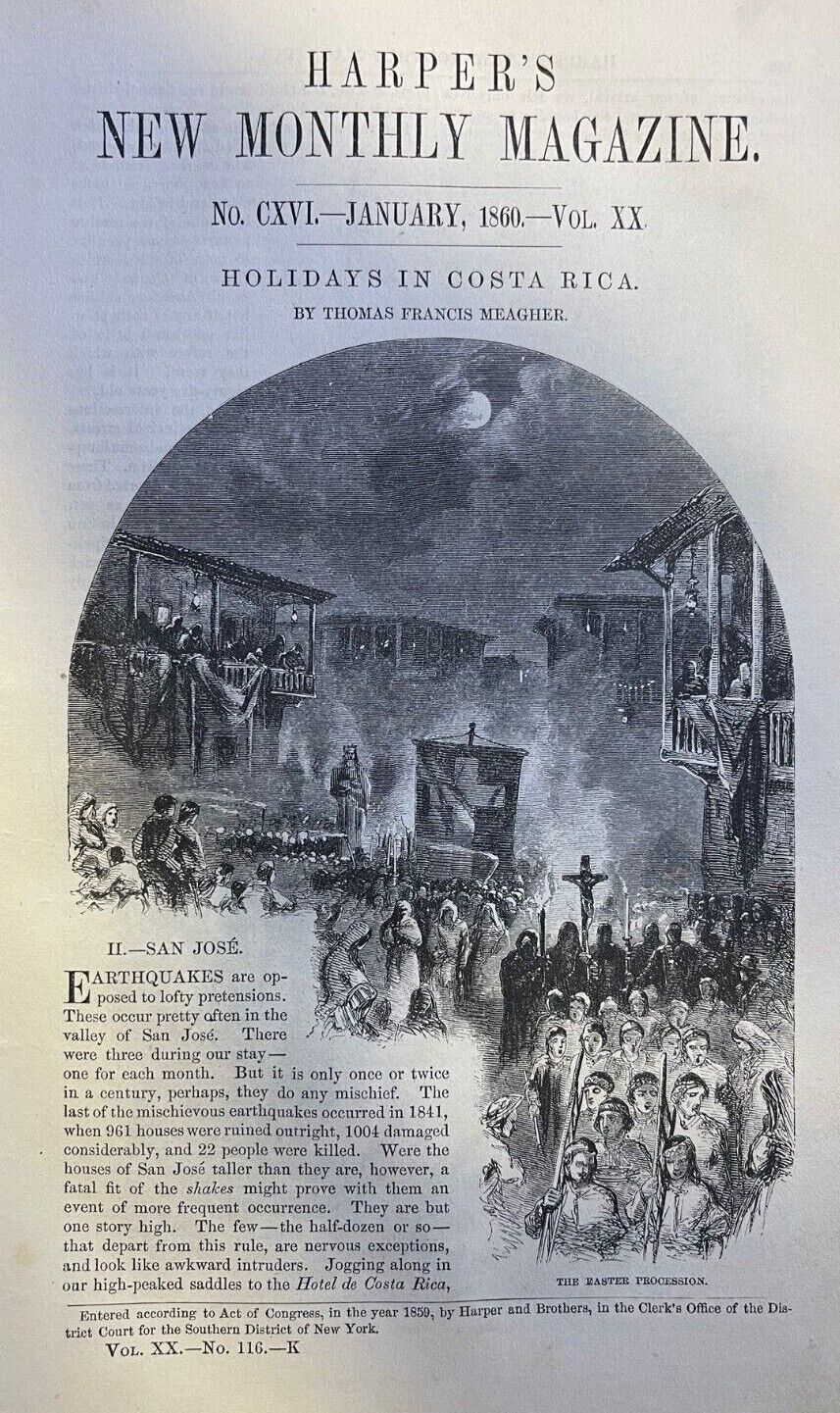 1860 Costa Rica San Jose Cathedral Easter Procession President's House
