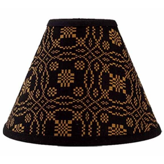 New Primitive Colonial Coverlet BLACK MUSTARD LOVER\'S KNOT LAMP SHADE Clip 12\